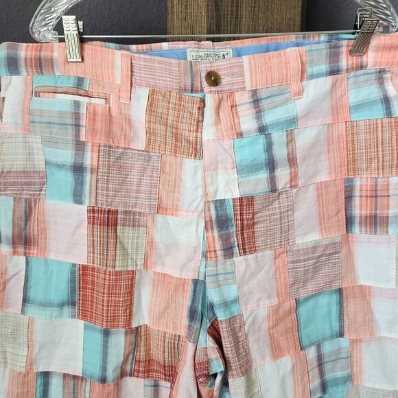 Westport Lifestyle Patchwork Short Men's‎ 40 TALL Pink Plaid Preppy Beach Casual - Picture 2 of 13